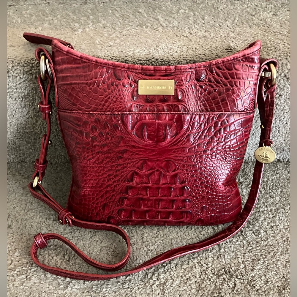 Brahmin Red Croc-Embossed Crossbody Bag